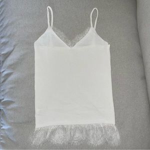 White V Neck Cami with Lace